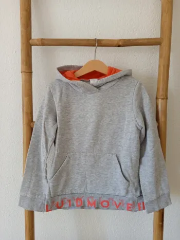 Sweat à capuche gris intérieur polaire 7 / 8 ans