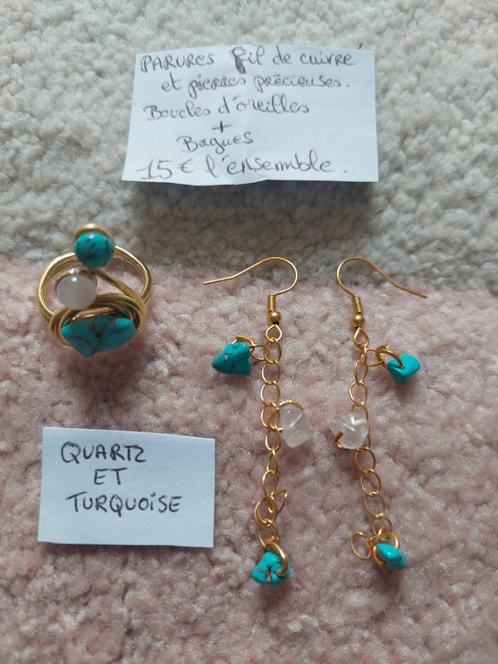 Parure bague et boucles d'oreilles