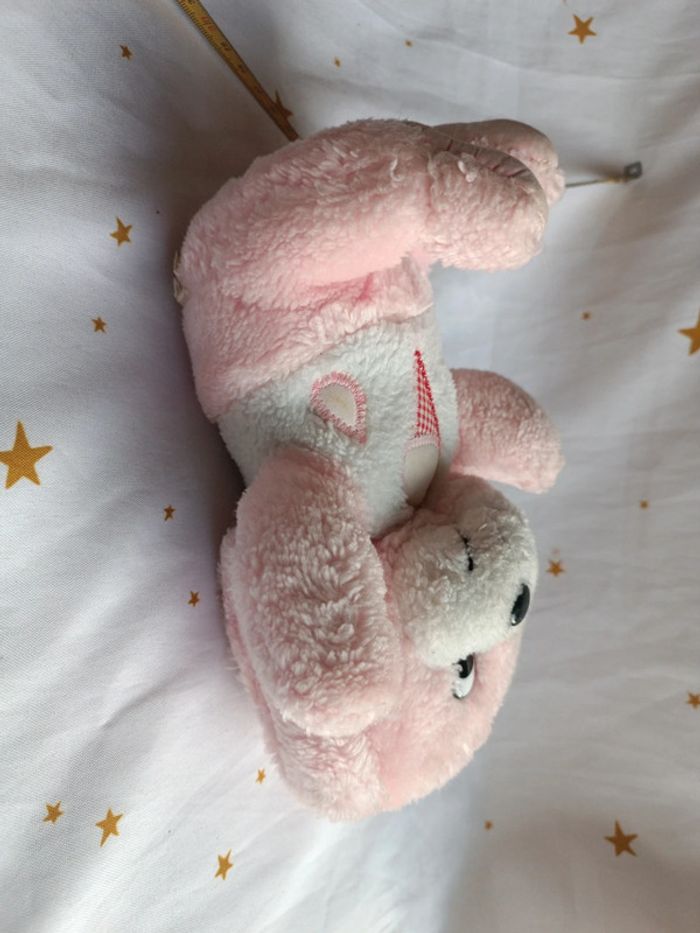 Vintage Doudou peluche plush Teddy chien dog puppy rose pink glace ice cream cône cp - photo numéro 8