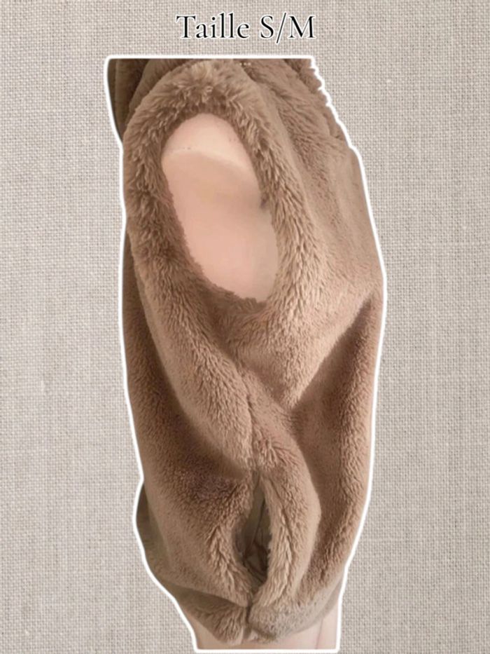 Magnifique Veste Teddy sans manches avec capuche - Toute douce - Marron - Taille S/M - Linvosges - photo numéro 2