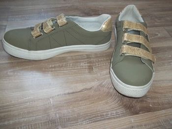Sneakers scratch kaki et doré Blancheporte 41 (Ch13)