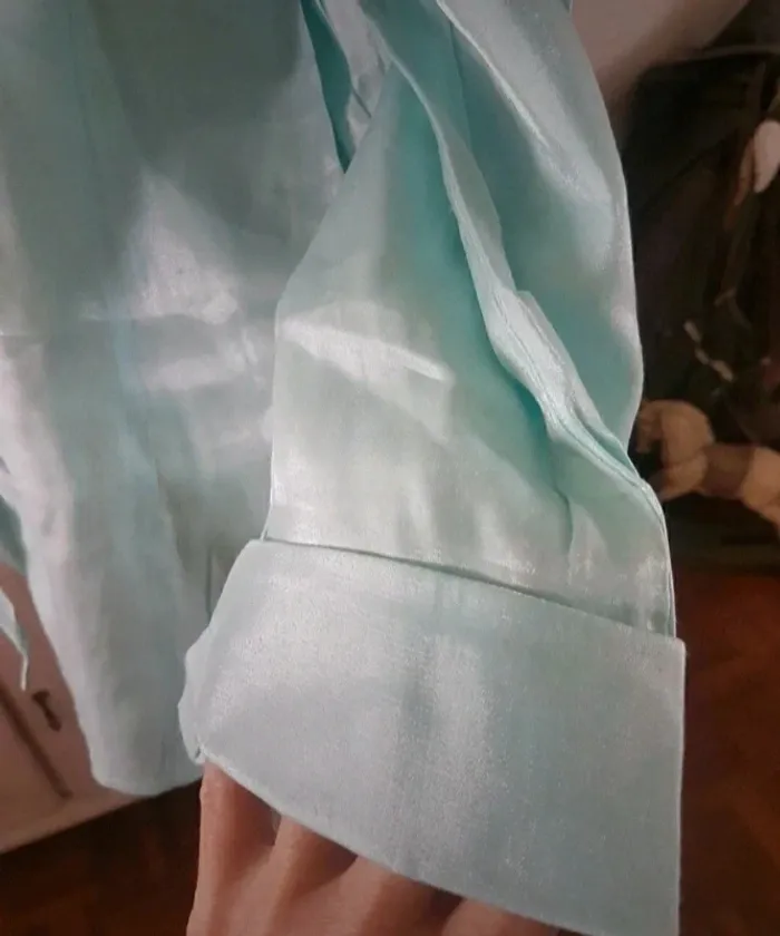 Chemise verte amande/turquoise pâle M&S Mode T 42 Neuve - photo numéro 3