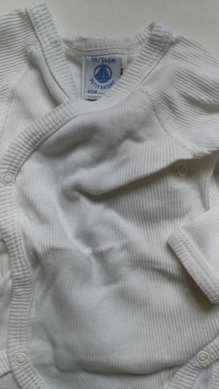 Lot de 2 bodies blanc ML 1 mois 54 cm Petit Bateau - photo numéro 3