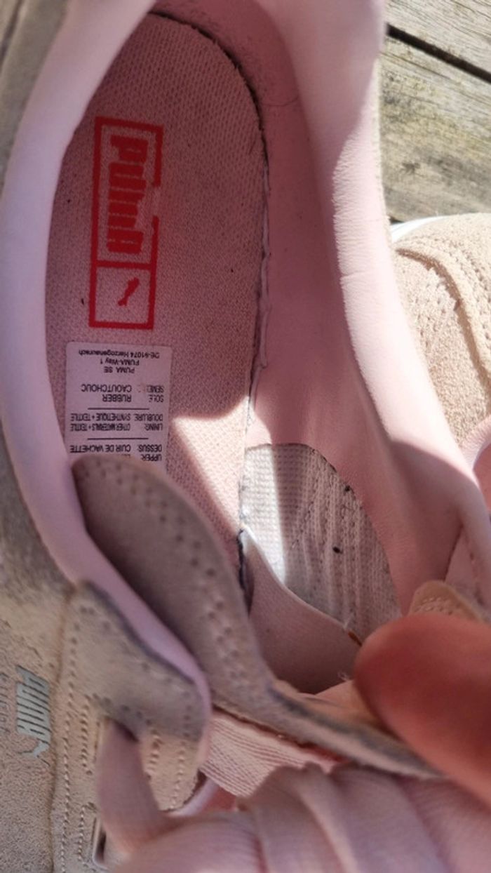 Baskets sneakers Puma rose cuir rose 39 état comme neuf - photo numéro 3