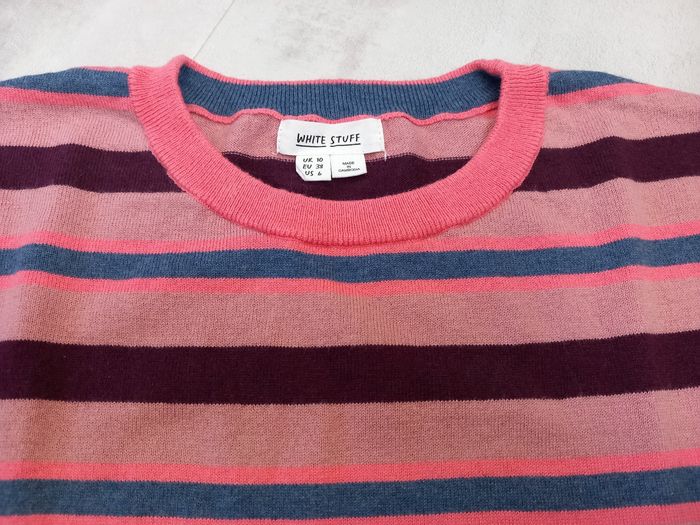 Pull / tricot rayé rose femme taille 38 - photo numéro 2