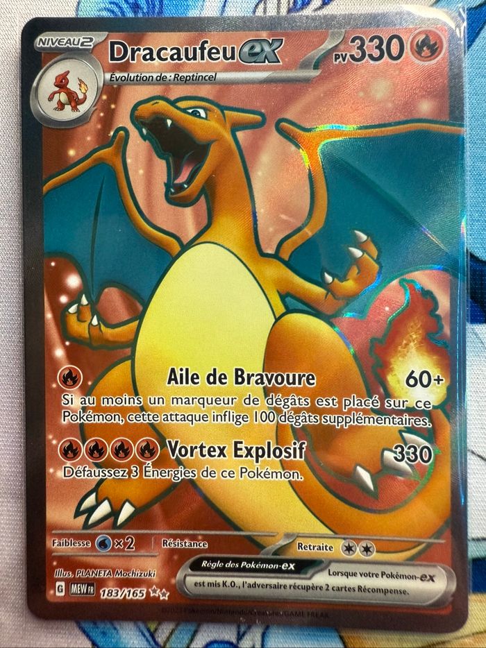 Carte Pokémon Dracaufeu EX 183/165 Full Art MEW 151 FR - photo numéro 3