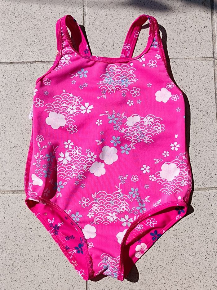 Maillot de bain 1 pièce Nabaiji fille rose imprimé fleurs 3-4 ans - photo numéro 8