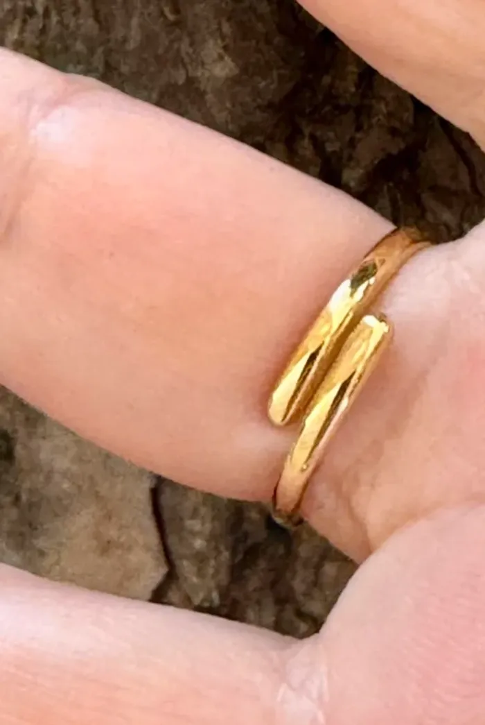 Bague médaille gravée vierge réglable acier inoxydable or - photo numéro 3