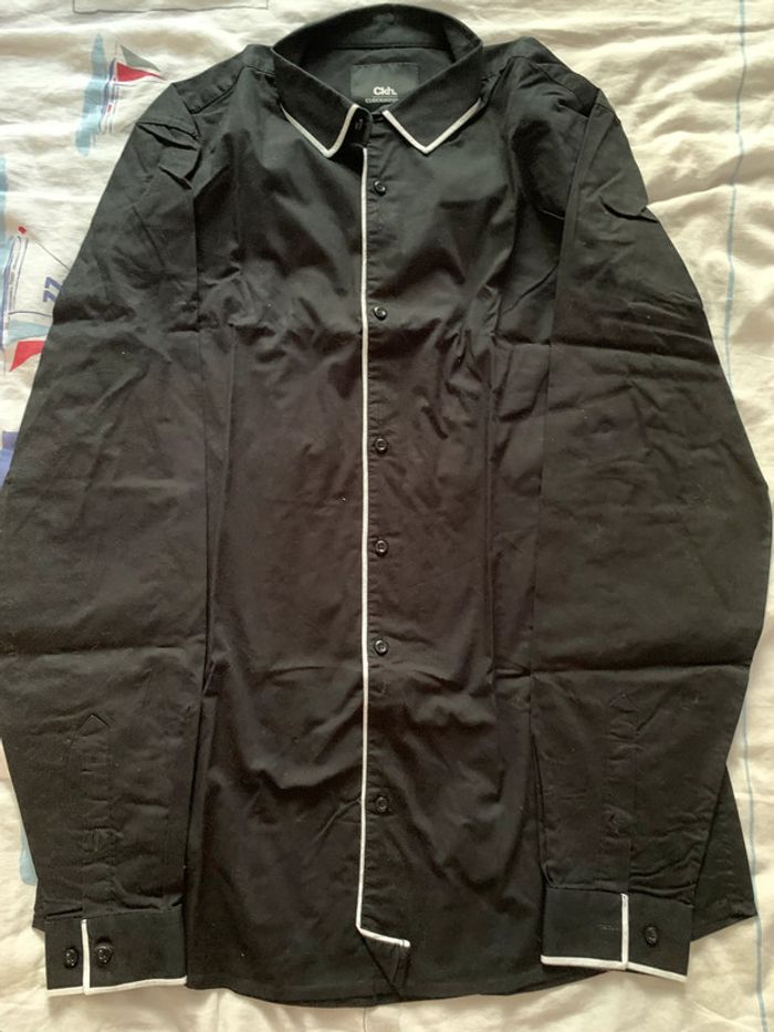 chemise noire et liseré blanc homme - photo numéro 3
