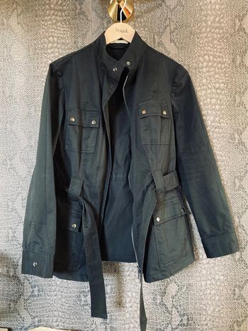 Trench coat mi long court noir vintage ceinture cintré