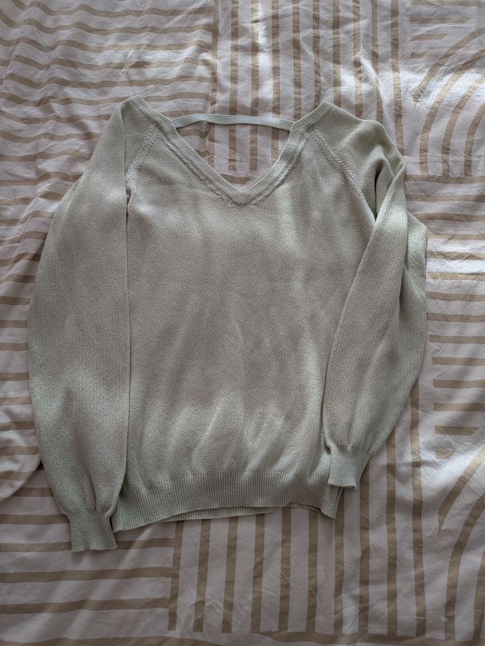 Pull BEST MOUNTAIN - Vert d'Eau Pailleté - Dos Décolleté V - photo numéro 3