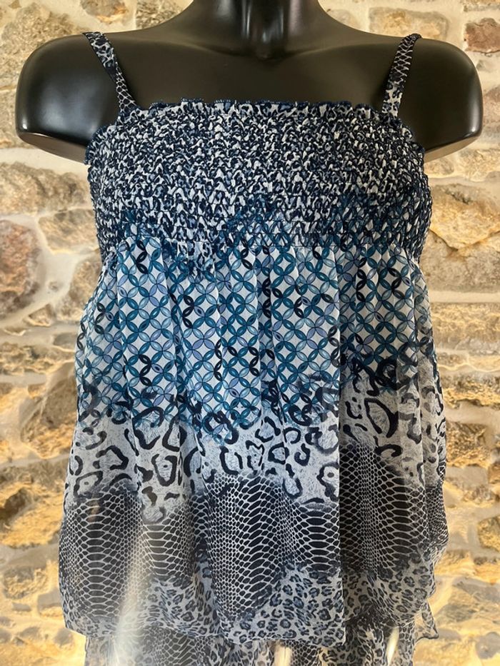 Débardeur vintage imprimé bleu cookie 7 M/L - photo numéro 2