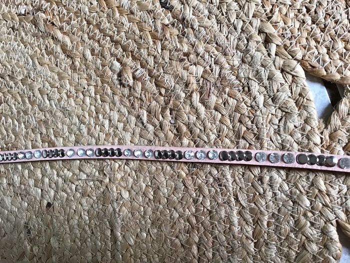 Ceinture fine rose avec strass et cercles argenté taille 100 - photo numéro 2