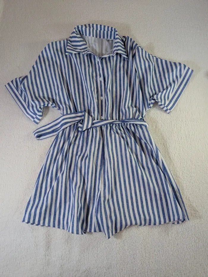 👗 Combishort rayures bleu & blanc - M - photo numéro 2
