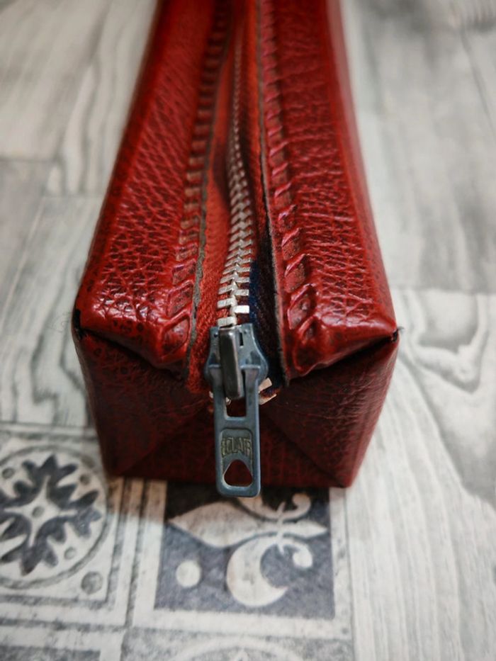 Vintage trousse 21 cm avec fermeture marque eclair - photo numéro 2