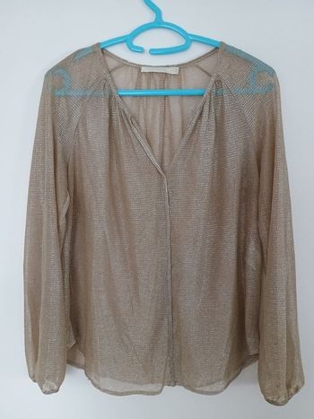 Blouse femme dorée manches longues taille M See u soon