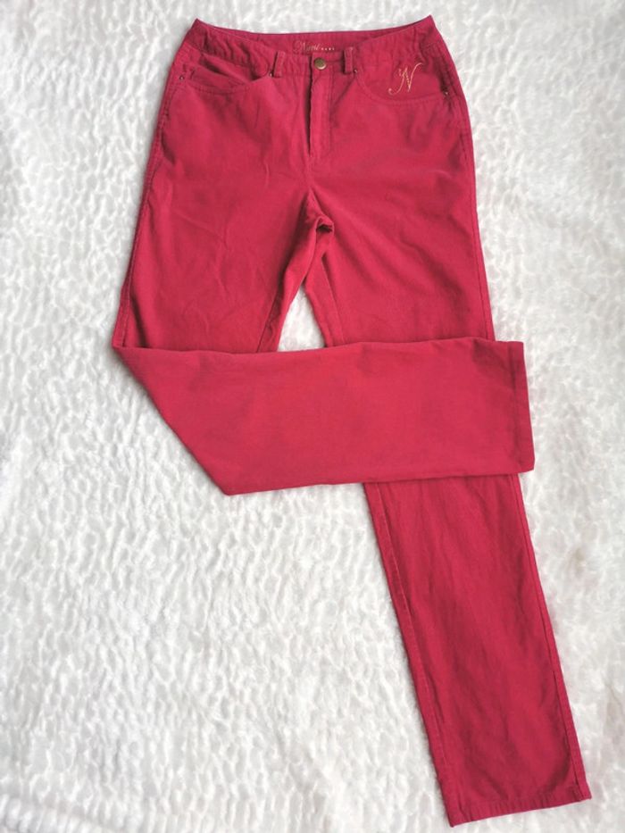 Pantalon en velours côtelé fushia vintage Y2K S 36 - photo numéro 2