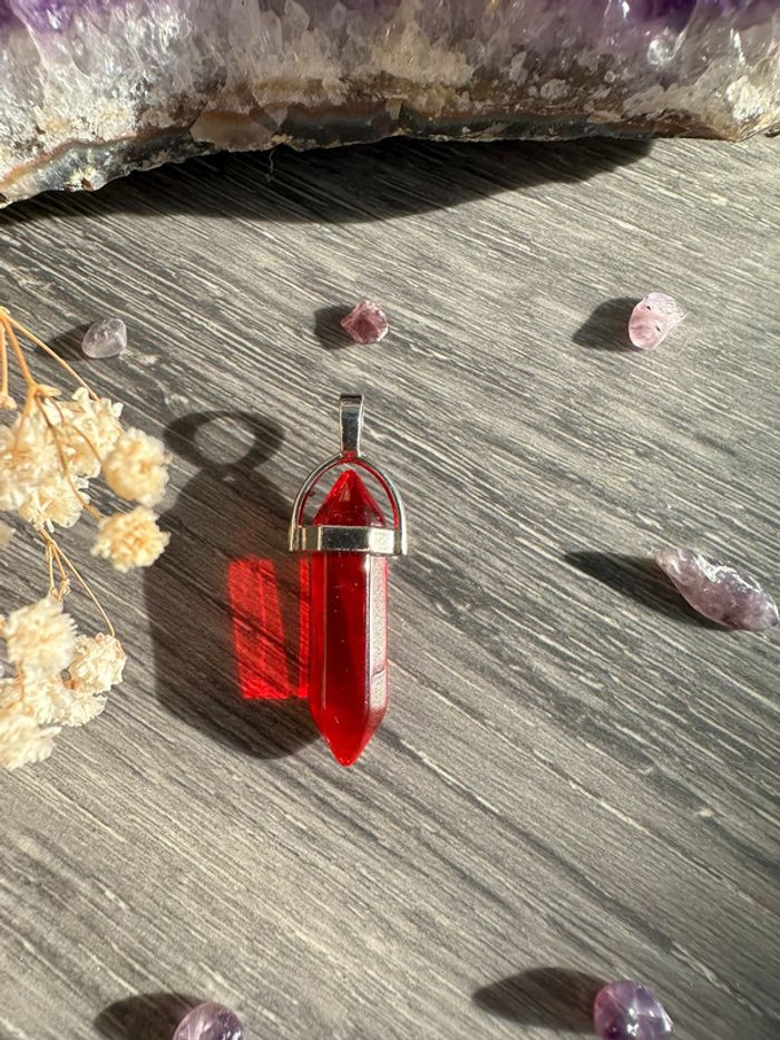 Pendentif pendule en cristal rouge - Pierre naturelle - photo numéro 2
