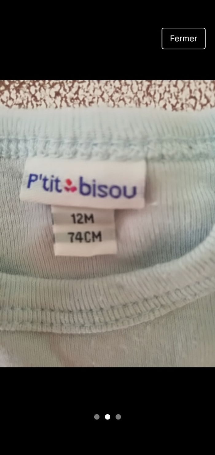 Body 12 mois manches longues turquoise - photo numéro 2