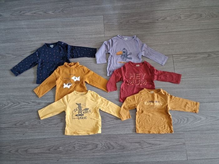 Lot de 6 tee-shirts légers manche longue garçon 18-24 mois
