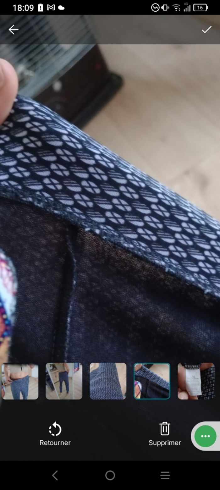 Pantalon femme fluide 40 motifs bleu et blanc c76 - photo numéro 8