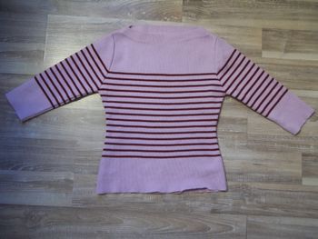 Pull(2) col bateau vieux rose rayé