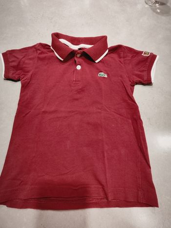 Polo Lacoste enfant garçon manches courtes– 8 ans – couleur bordeaux