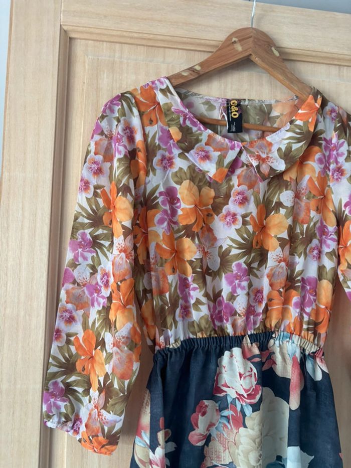 Robe multicolore à fleurs col Claudine O&O - photo numéro 2