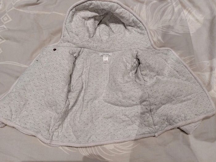 Gilet chaud tricot à capuche rose pâle Obaibi fille 12 mois - photo numéro 8