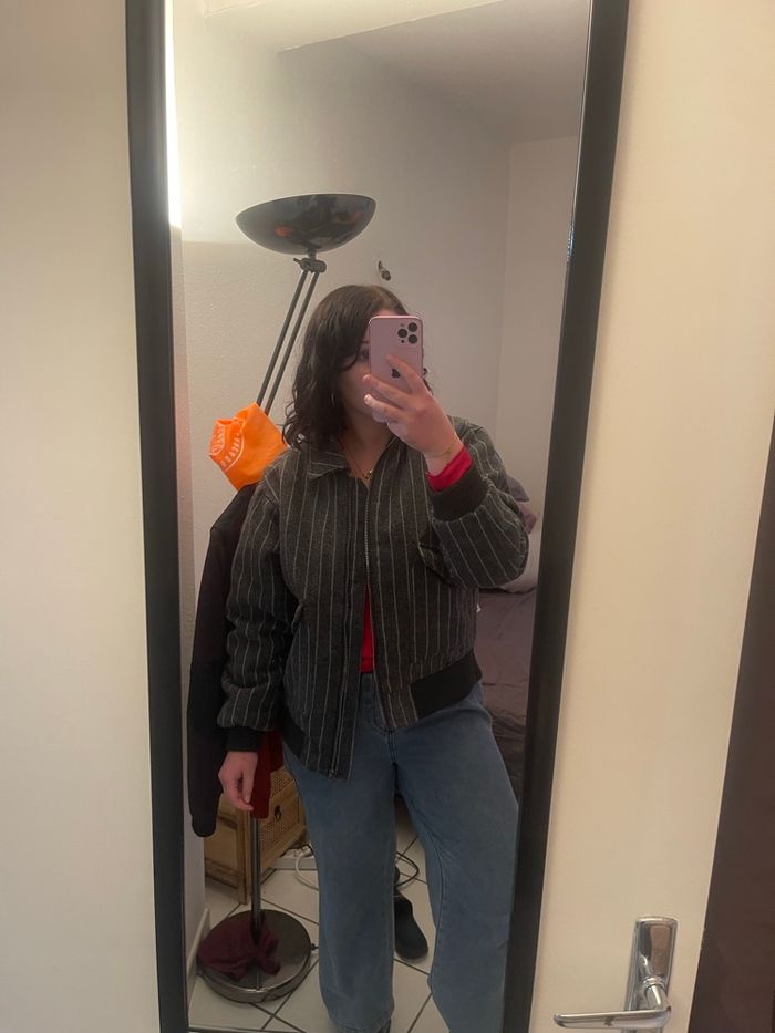 Manteau gris à rayures - photo numéro 2