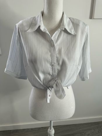 Chemisier blanc rayures satinées Vintage T38 M