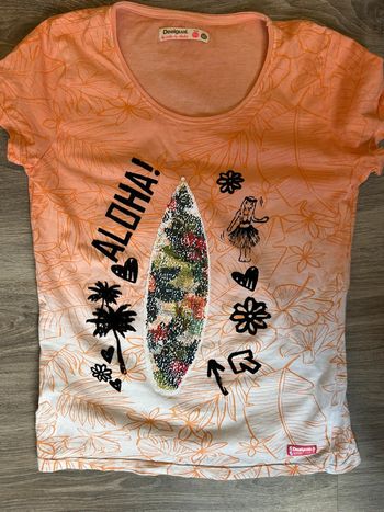 Teeshirt desigual orange à sequins