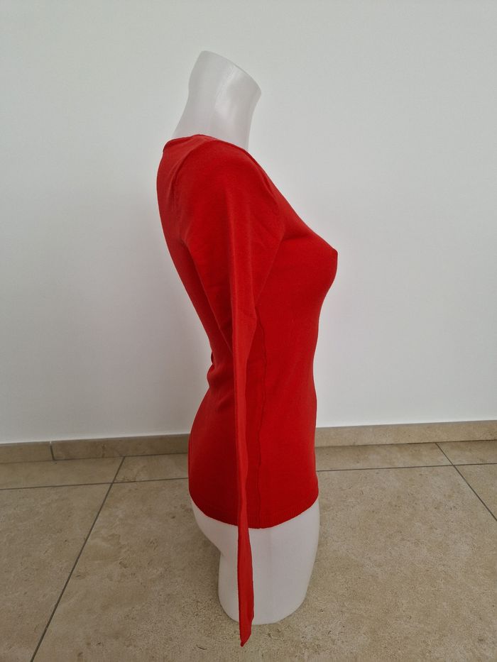 Pull fin rouge col v arrondi Mim - photo numéro 5