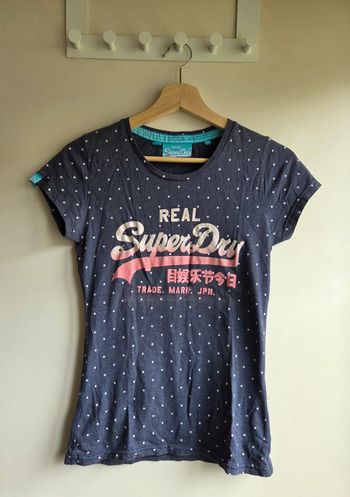 T-shirt Superdry XS bleu marine à pois - style japonais