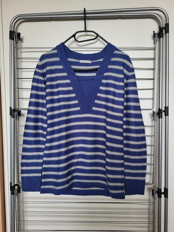 Pull rayé gris et bleu Blancheporte