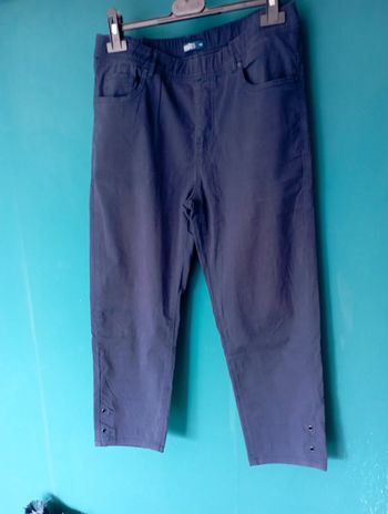 Pantacourt femme coton bleu marine