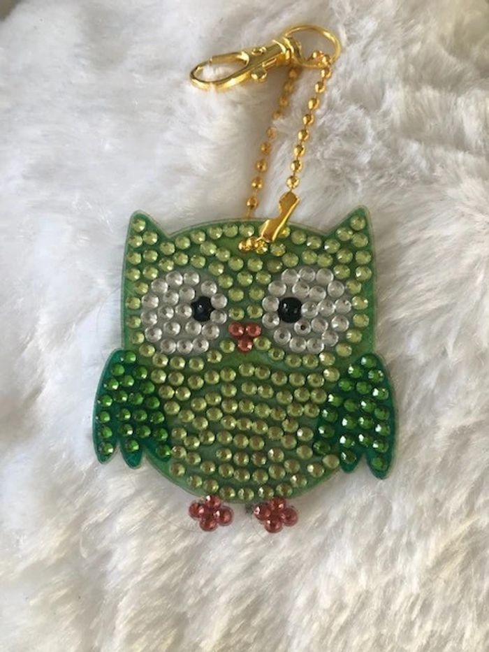 Hiboux vert en diamond painting