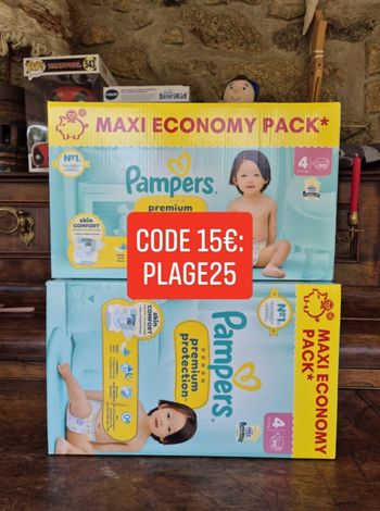 Couche taille 4 Pampers premium protection : 180 couches