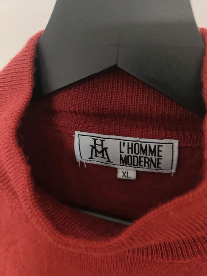 Pull Ras du cou bordeau l'homme moderne XL 50% laine de mérinos fabriqué en rpc - photo numéro 3