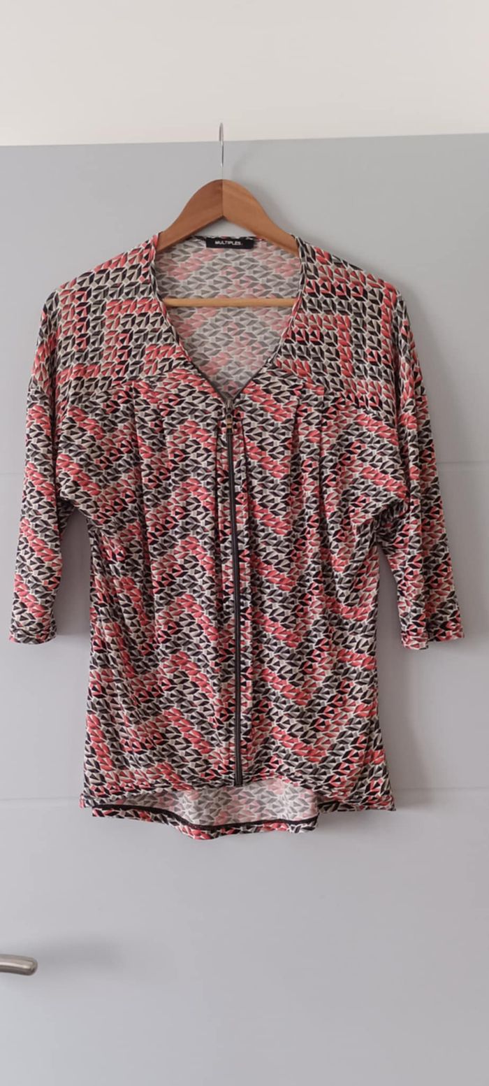 Tunique Blouse T-shirt manches 3/4 "Multiples" Taille 2 soit un 38/40 (M)