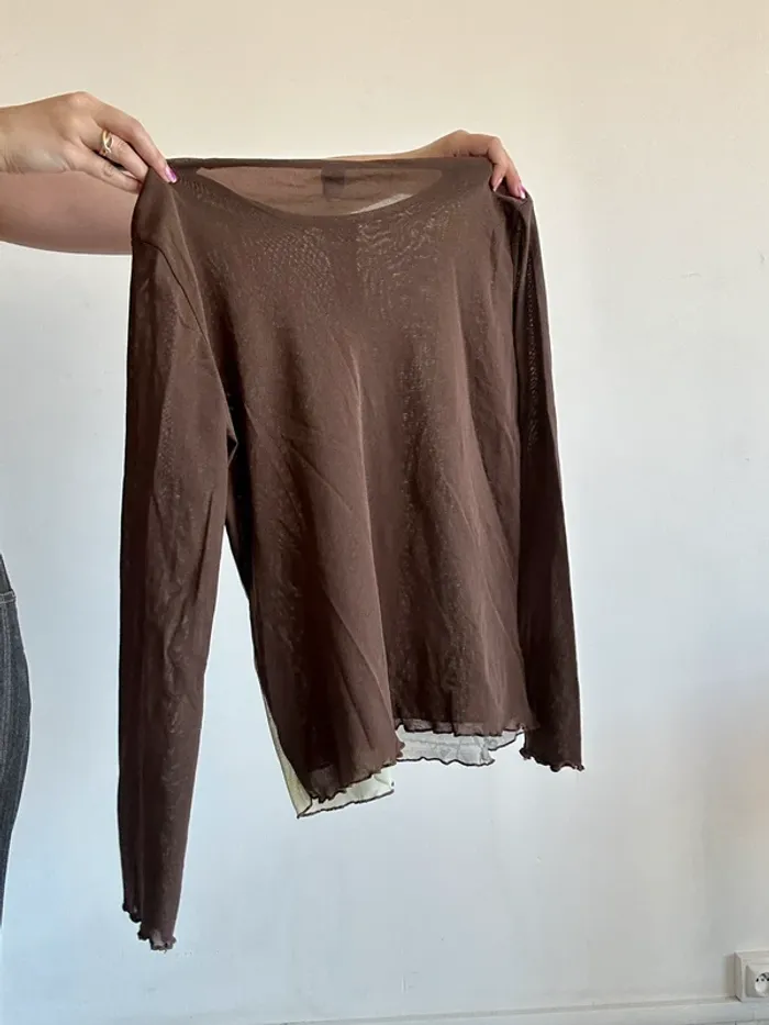 Haut vintage en mesh Y2K années 2000 transparent taille M - photo numéro 7