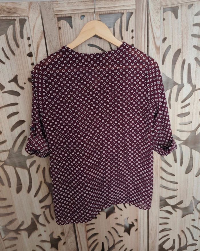 Blouse fluide bordeaux imprimé cercles - Manches 3/4 Actuelle - photo numéro 11