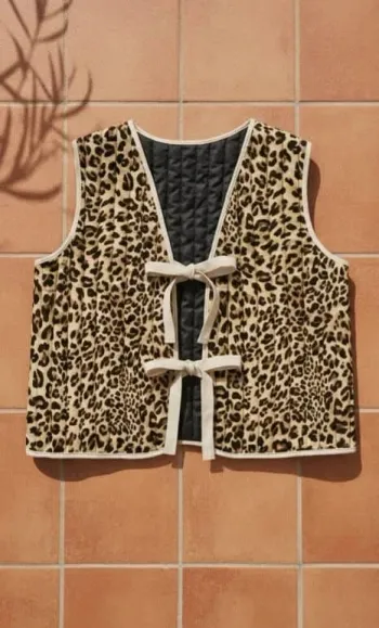 Gilet sans manches Floriane matelassé léopard taille S, tendance chic