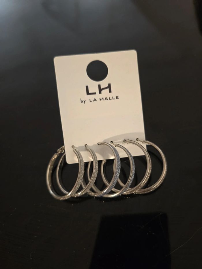 Lot de 3 paires de boucles d'oreilles argentées La Halle - photo numéro 2