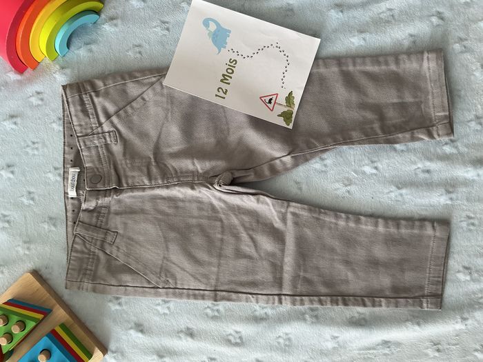 pantalon léger gris taille réglable 12 mois bout'chou - photo numéro 3