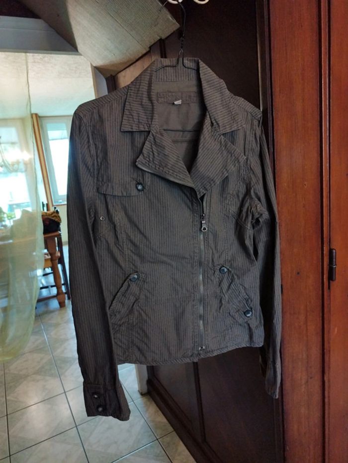 Veste blazer rayures marron vintage y2k M/38 - photo numéro 3