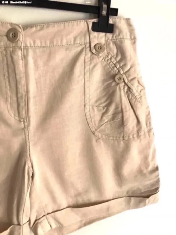 Short beige Tout Simplement en lin et coton taille 40 - photo numéro 5