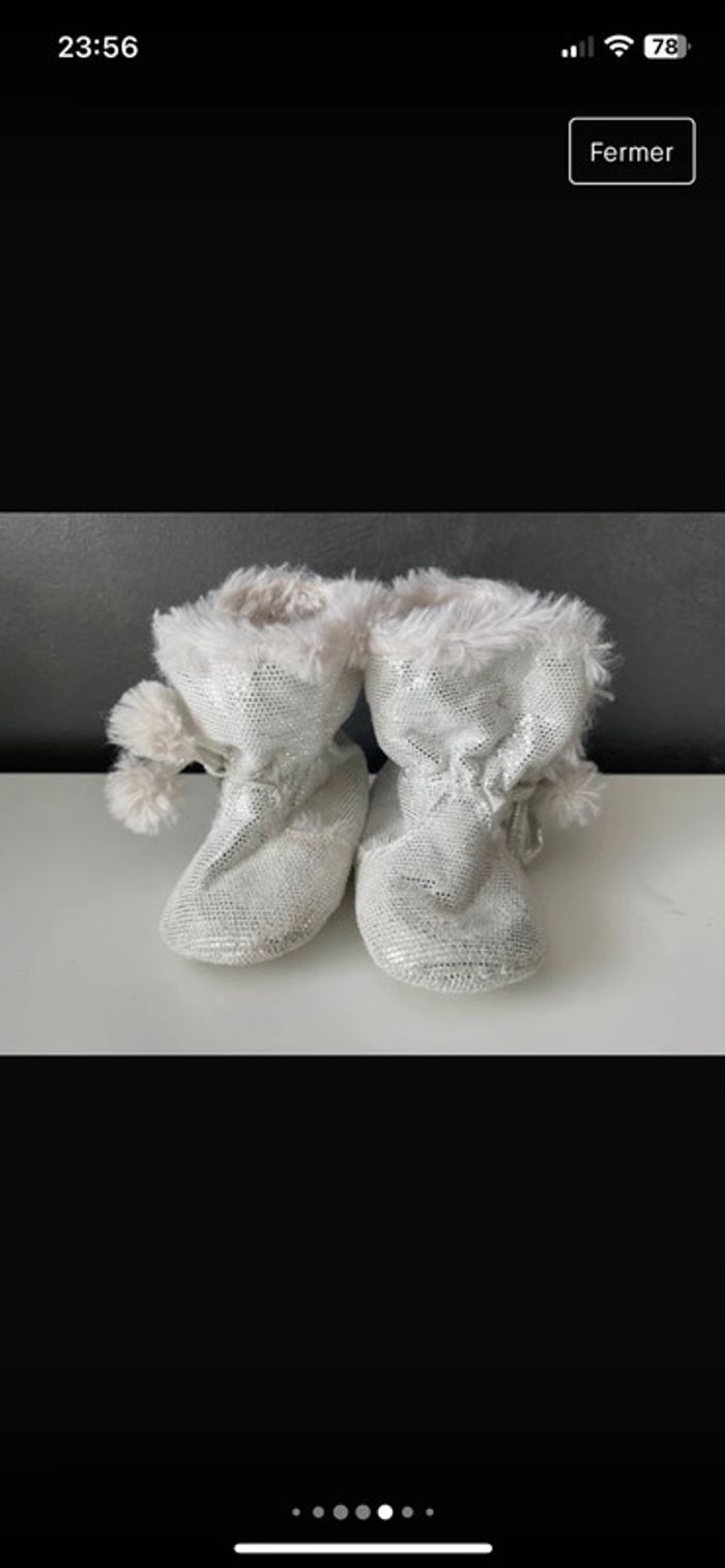 Chausson bébé fille blanc argenté - photo numéro 5