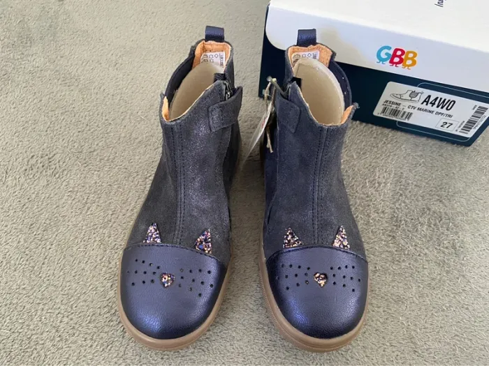 Gbb bottillons chaussure montante fille 27 bleu neuf etiquette - photo numéro 2