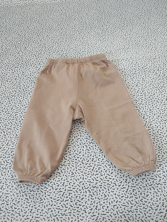 Jogging bébé H&M 9-12 mois 80 cm beige bleu blanc pantalon molleton garçon - photo numéro 3